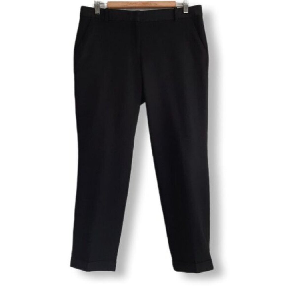 J. CREW / Cafe Capri Tollegno 1900 Cropped Pants Black Neutral Sz 8 Flawed